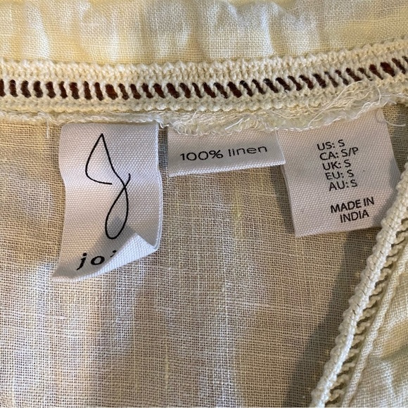 JOIE Lagenlook Women's size small Butter Yellow 3/4 Sleeve Relaxed Tunic Linen - Picture 5 of 5